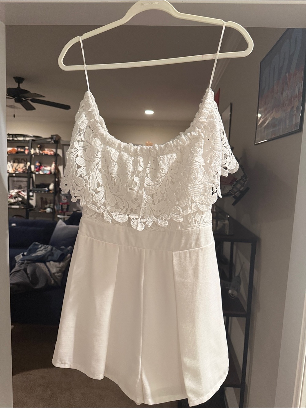 White Lace Off-Shoulder Romper